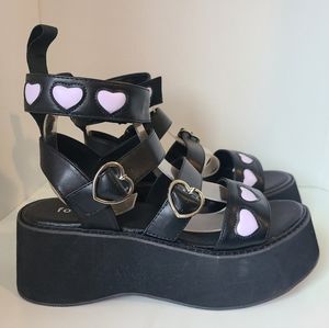 Koi Footwear Lovergirl Platform Heart Sandals In Black / Lilac US 10 / UK 8 BNIB